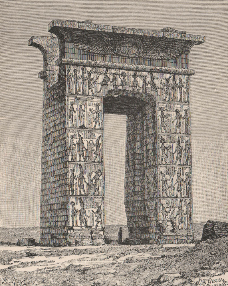 Ruins of Thebes. Propylon, or Northern Gate. Egypt 1885 old antique print